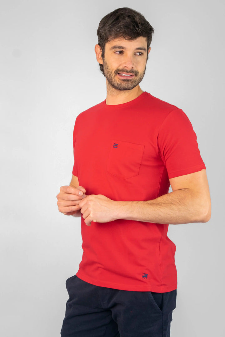 Camiseta para hombre premium, color rojo, manga corta