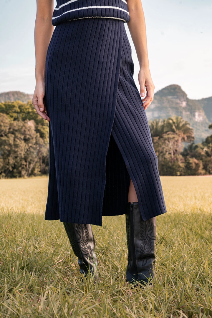 Falda Wrap Mujer Azul Oscuro