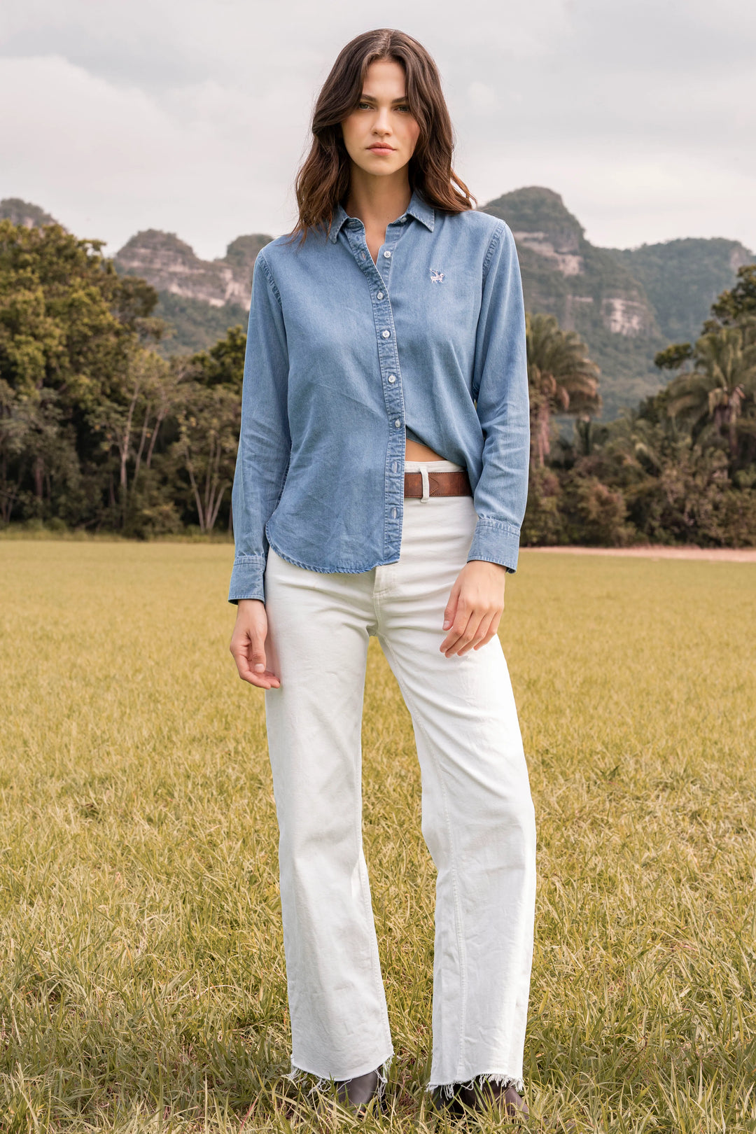 Camisa Denim Mujer Azul Medio