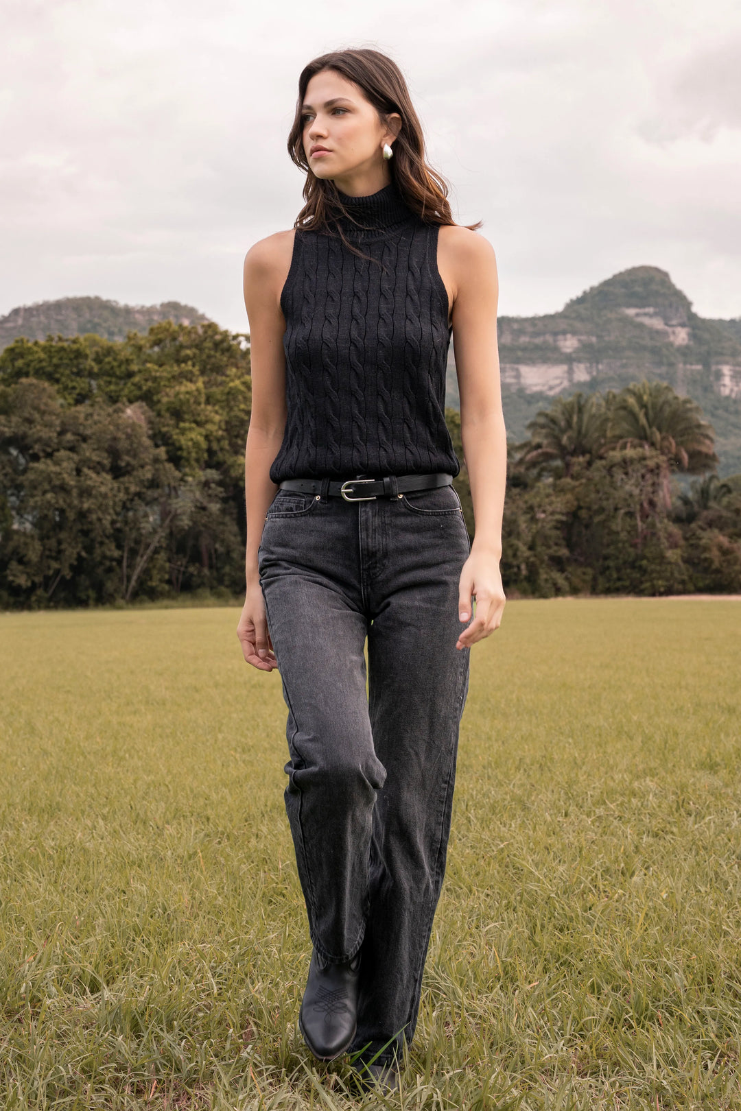 Top Aura Shine Mujer Negro