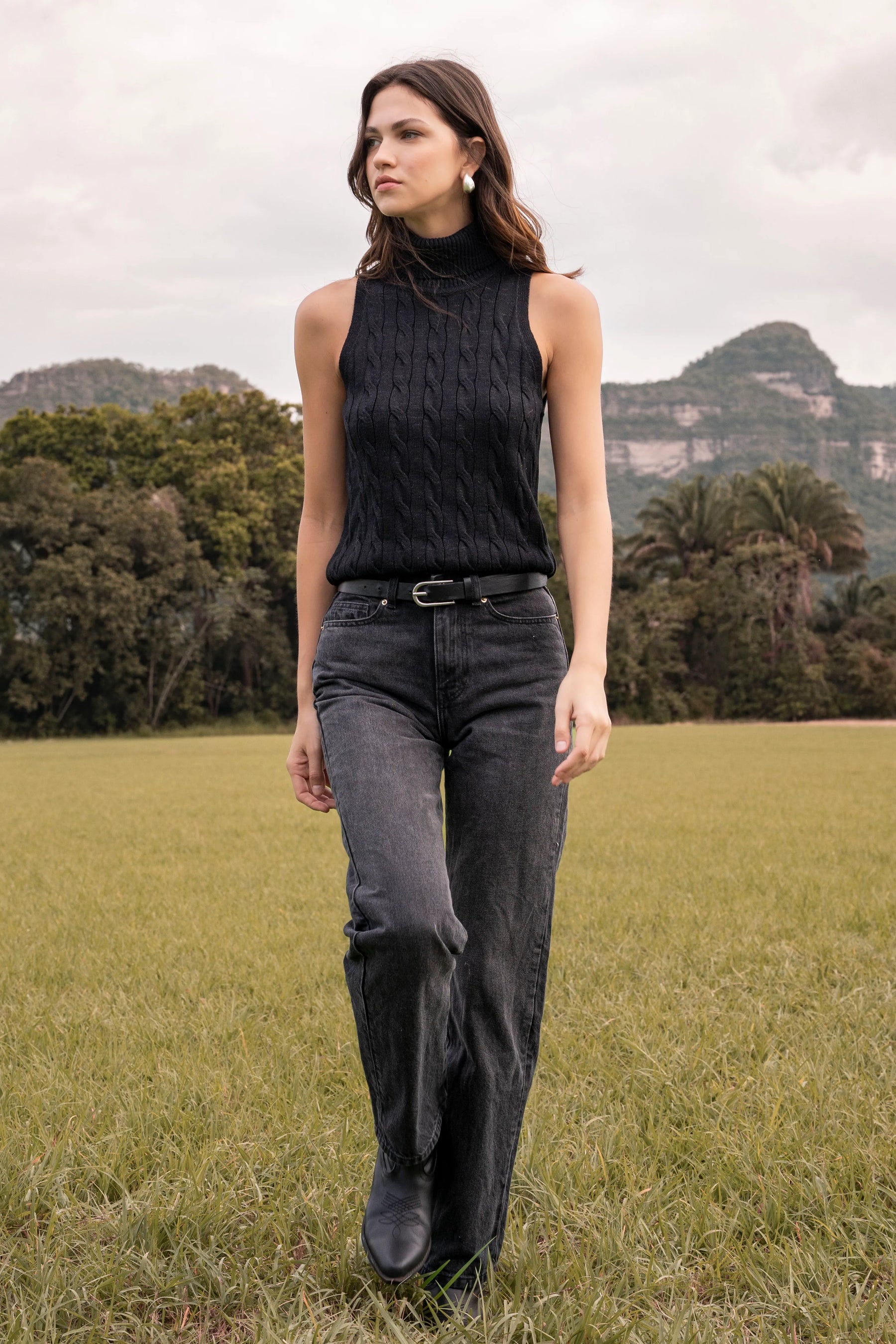 Top Aura Shine Mujer Negro