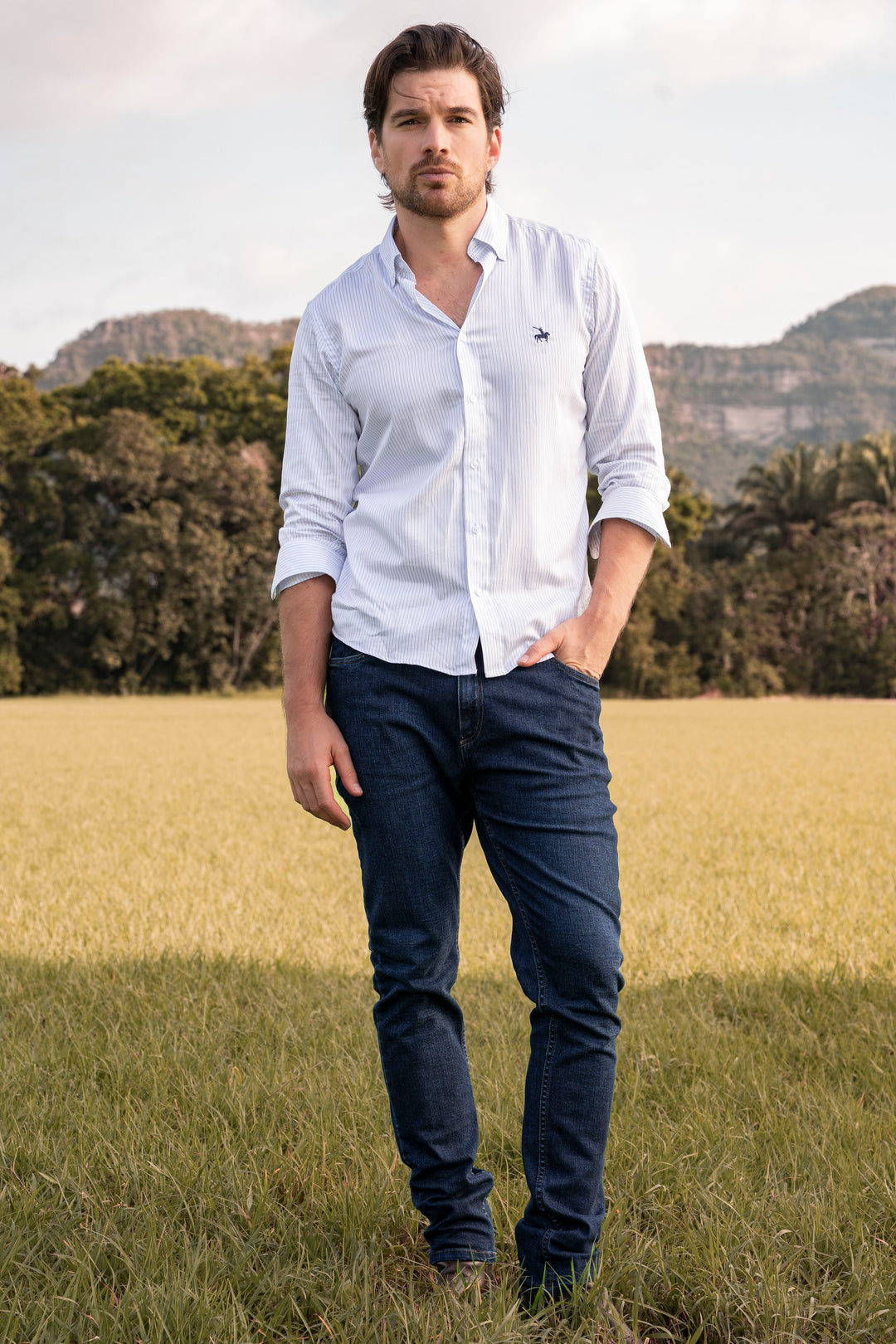 Camisa Amberes Rayas Hombre Azul Claro