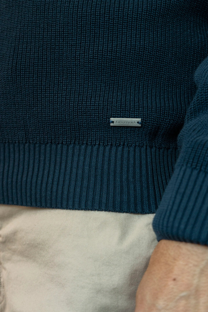 Suéter Half Button Hombre Azul Oscuro