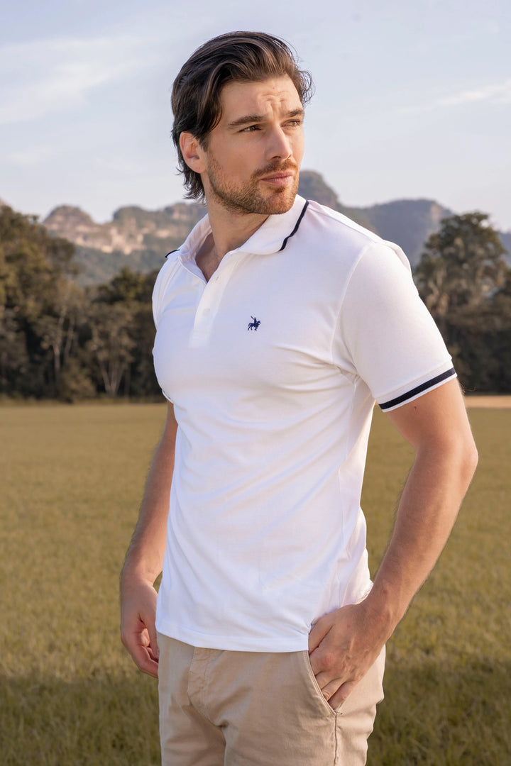 Camiseta Polo Pique Hombre Blanco