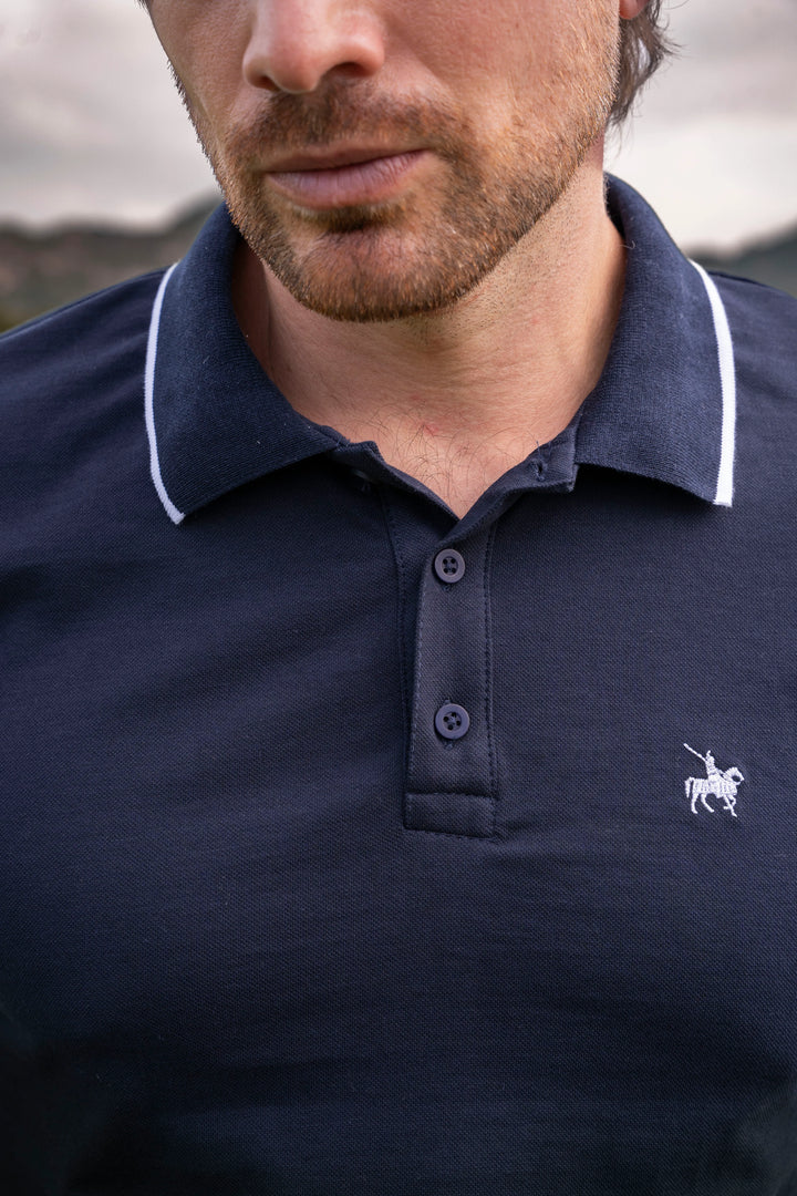 Camiseta Polo Pique Hombre Azul Oscuro