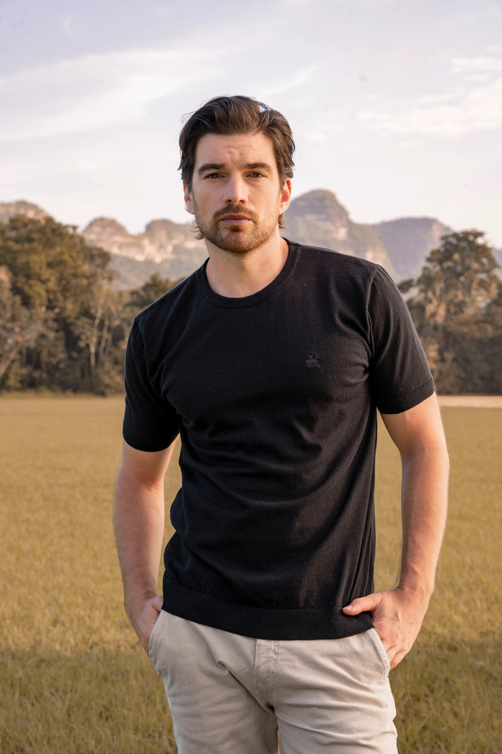 Camiseta Tejida Hombre Negro