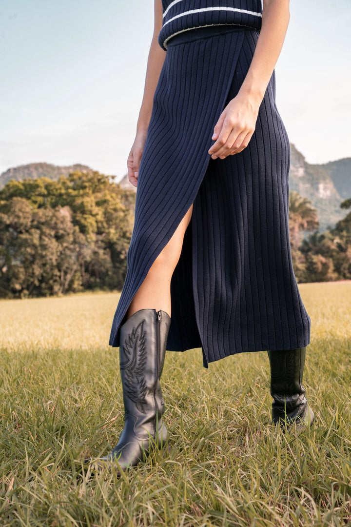 Falda Wrap Mujer Azul Oscuro