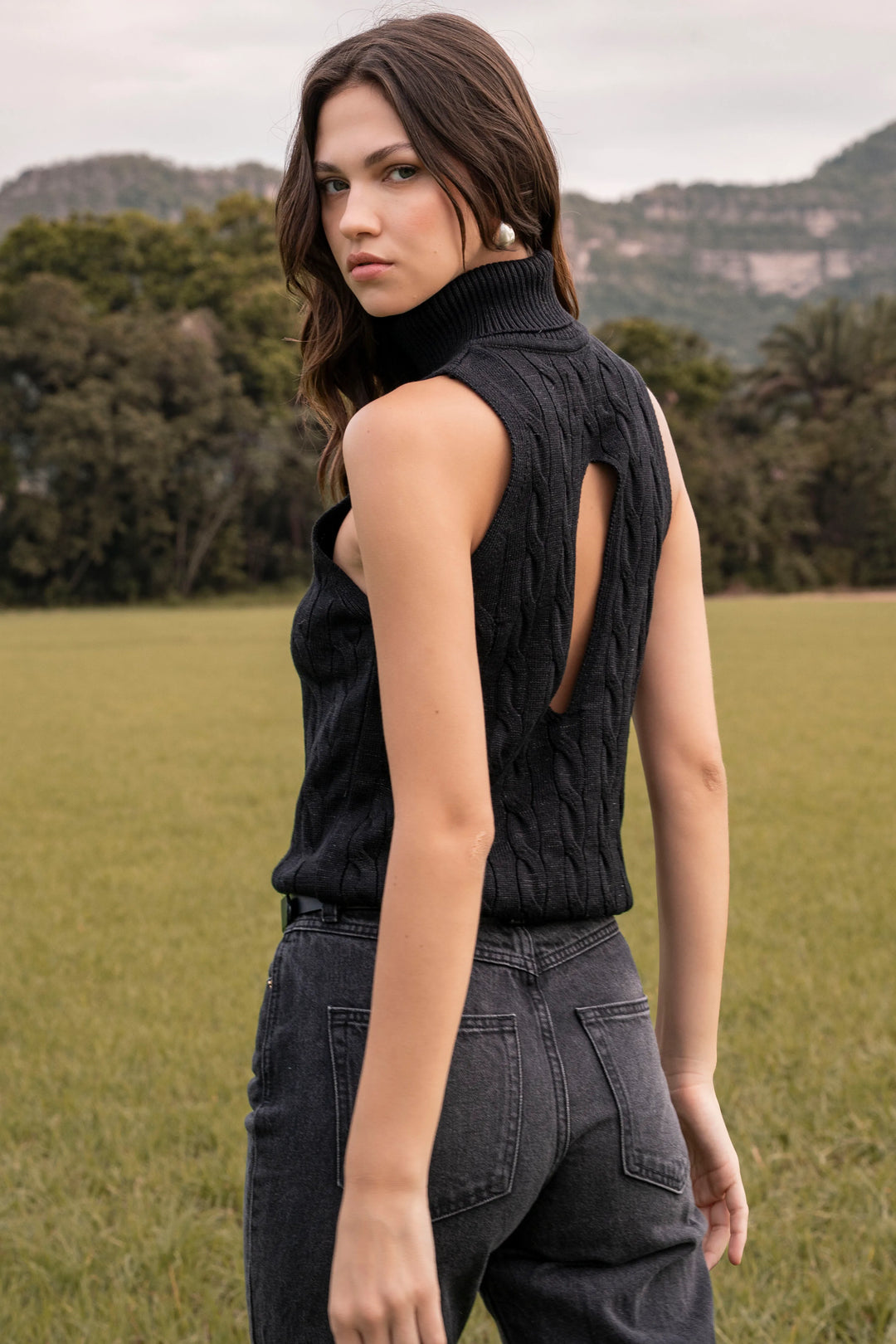 Top Aura Shine Mujer Negro