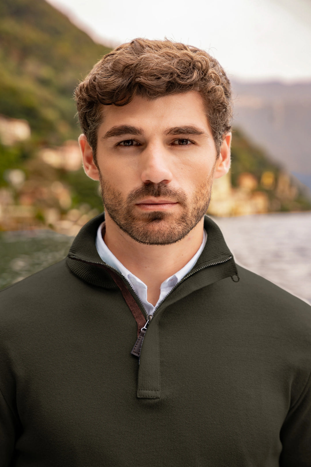 Suéter Halfzip Tesino Leggero Hombre Verde Militar