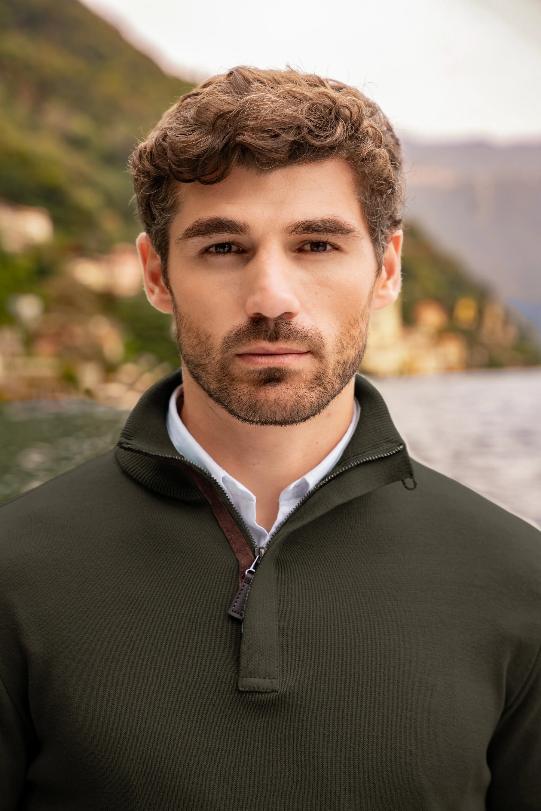 Suéter Halfzip Tesino Leggero Hombre Verde Militar