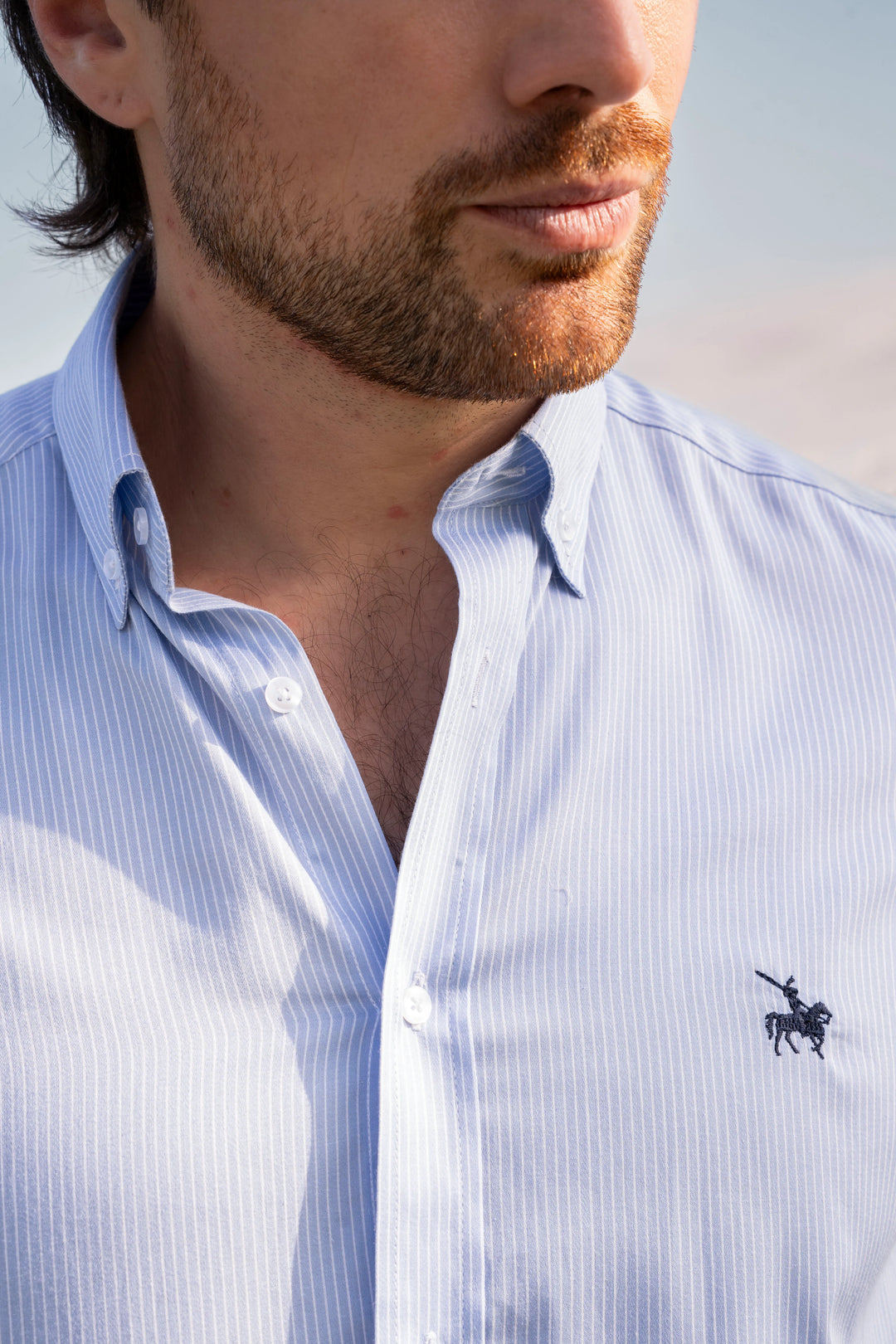 Camisa Róterdam Rayas Hombre Azul Claro