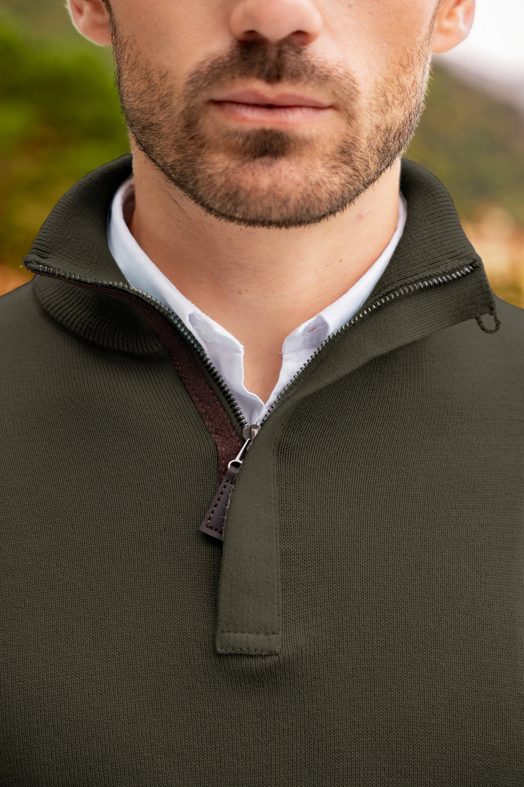 Suéter Halfzip Tesino Leggero Hombre Verde Militar