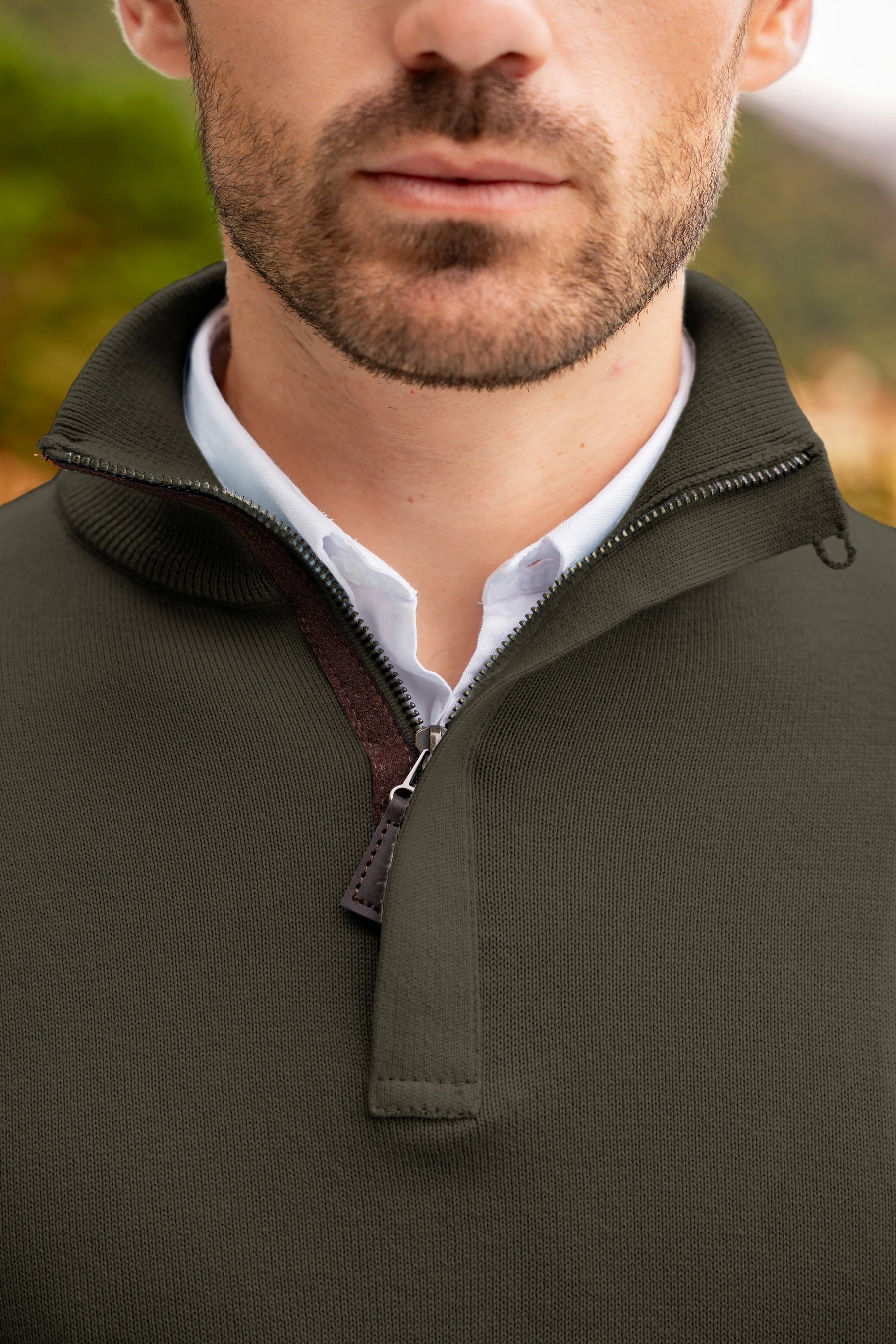 Suéter Halfzip Tesino Leggero Hombre Verde Militar