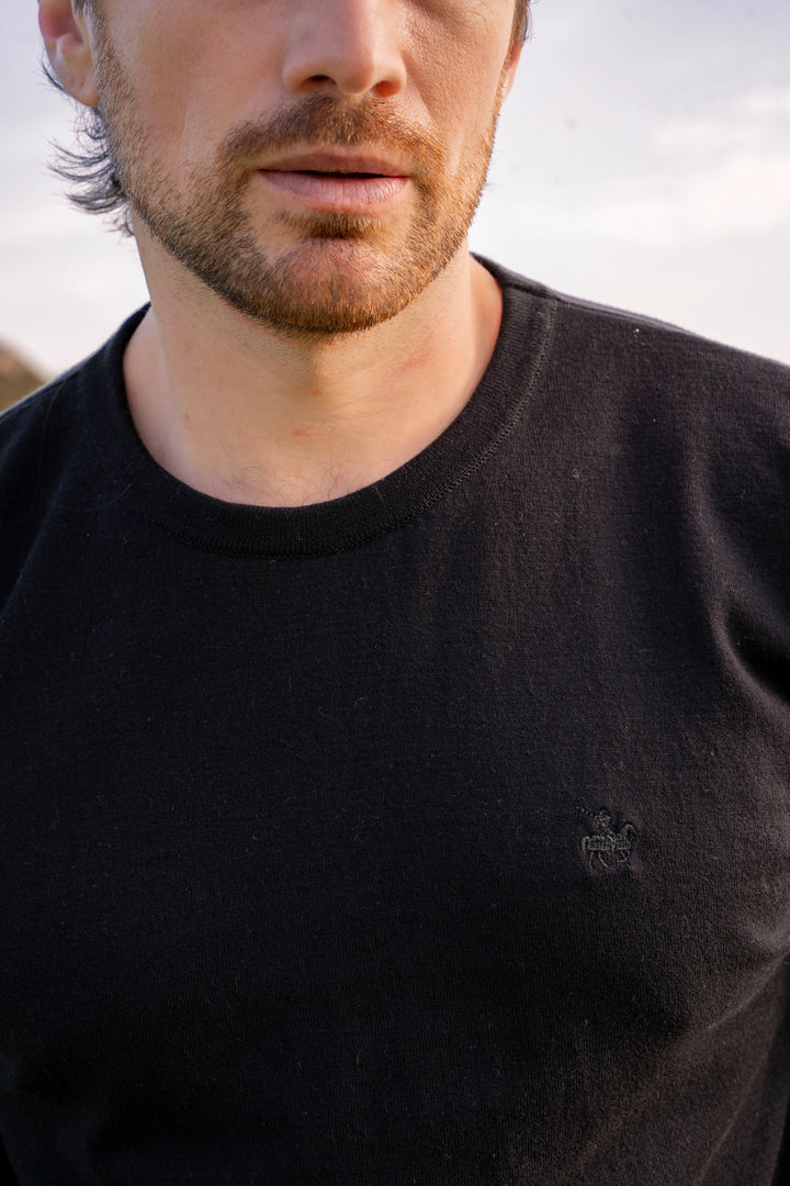Camiseta Tejida Hombre Negro