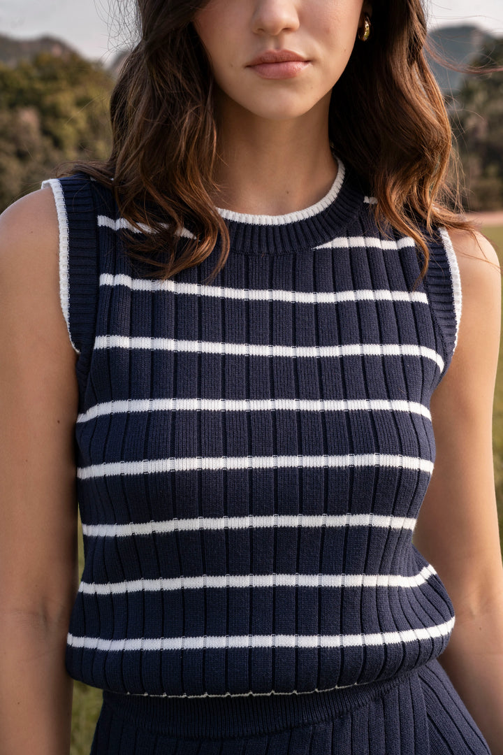 Top Ribbed  Mujer Azul Oscuro