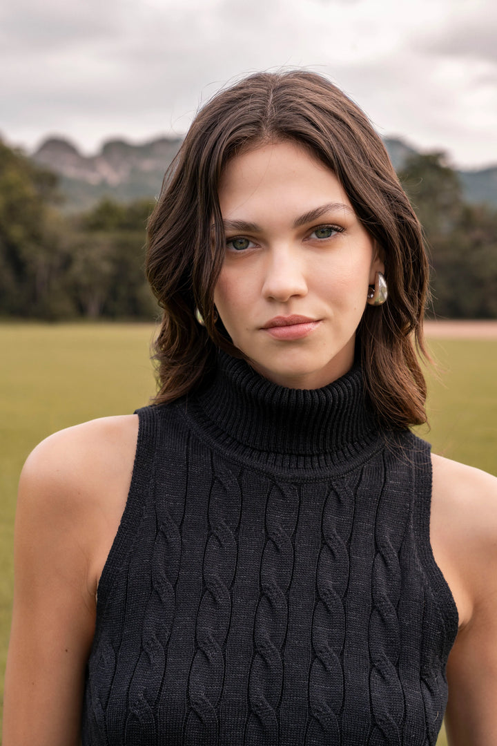 Top Aura Shine Mujer Negro