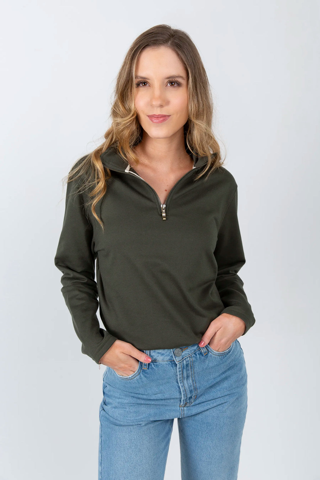 Suéter Halfzip Comfy Mujer Verde