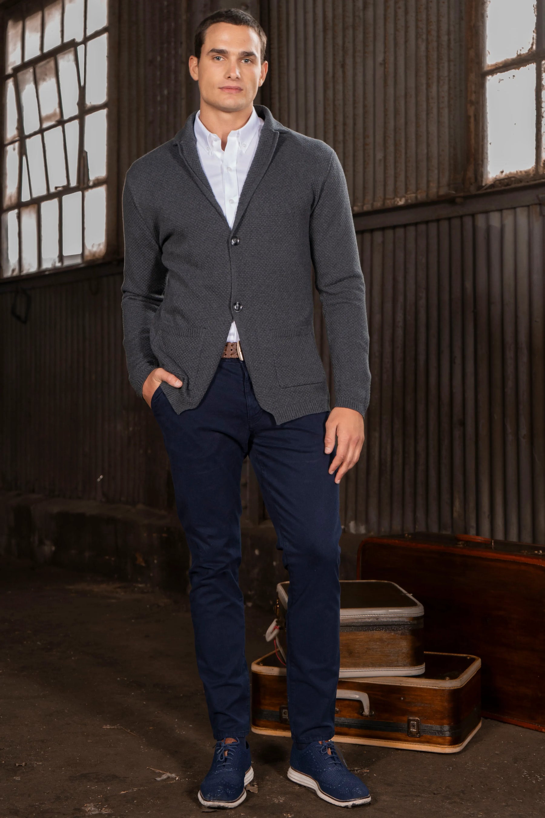 Blazer Bermond Hombre Gris Oscuro
