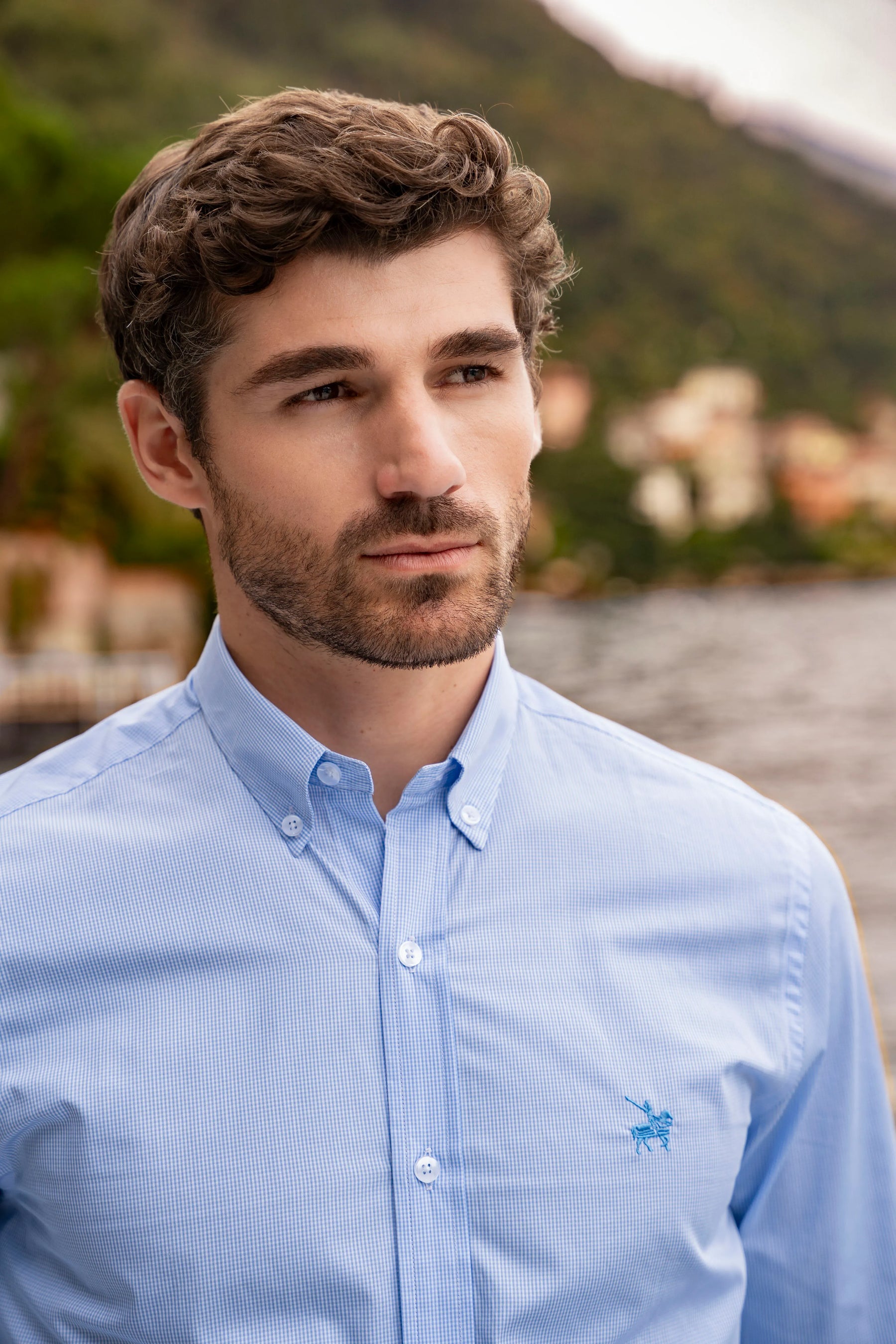 Camisa Cuadros Varese Hombre Azul Claro
