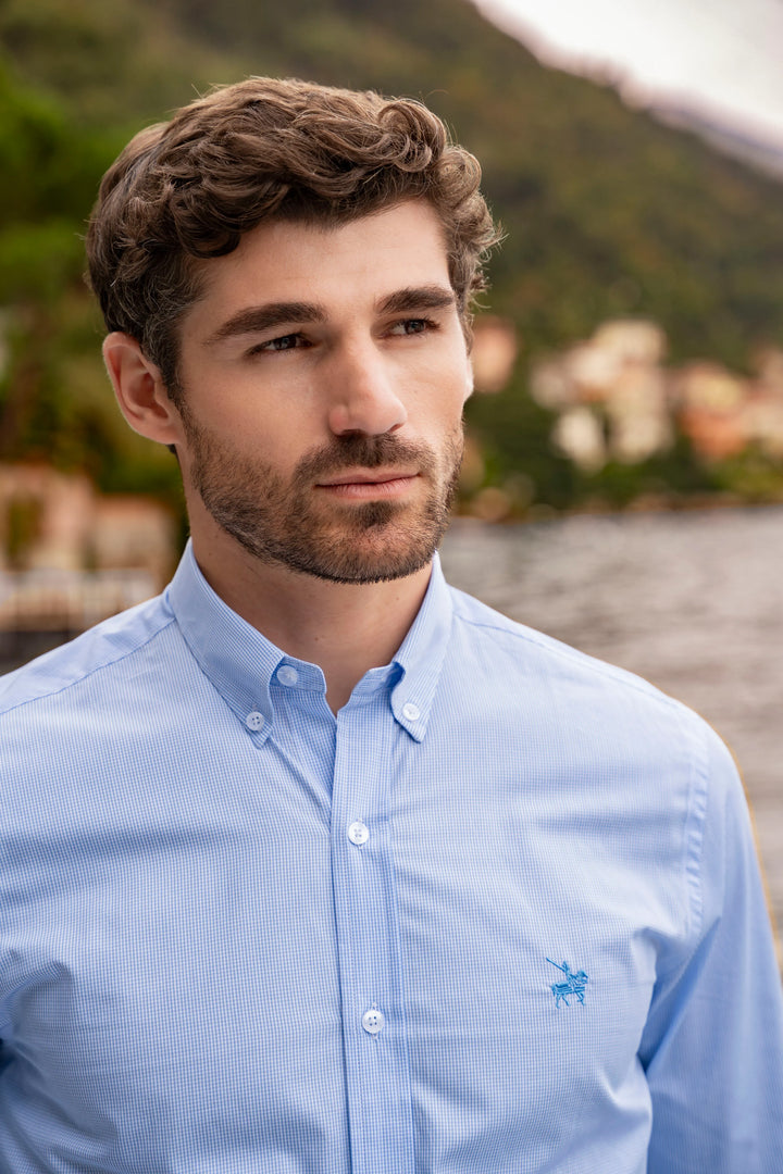 Camisa Cuadros Varese Hombre Azul Claro