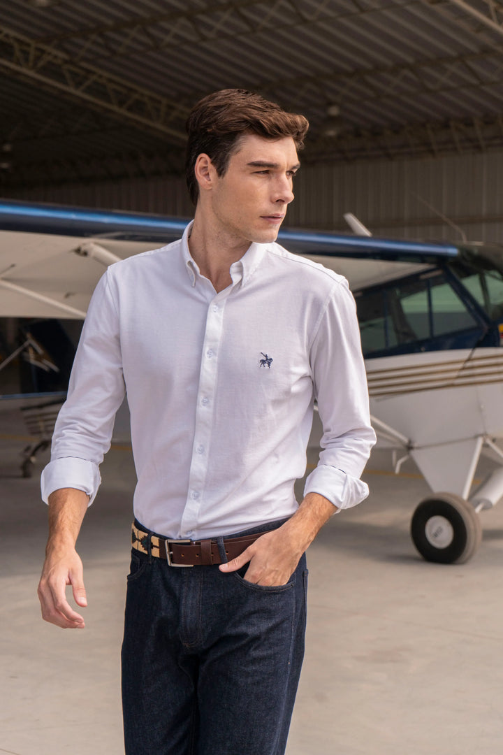 Camisa Micro Pique Hombre Blanco