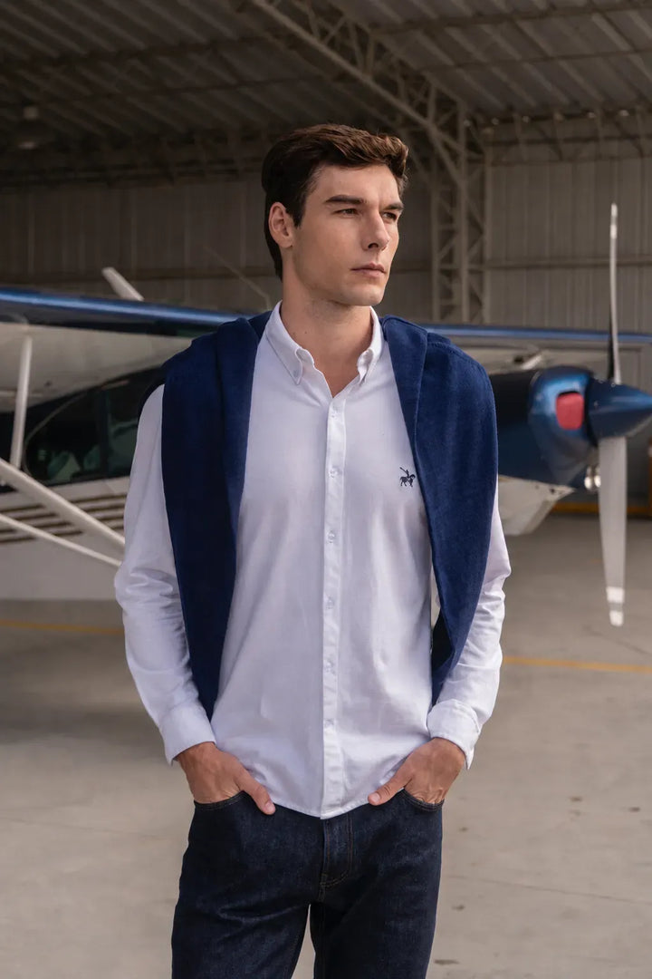 Camisa Micro Pique Hombre Blanco