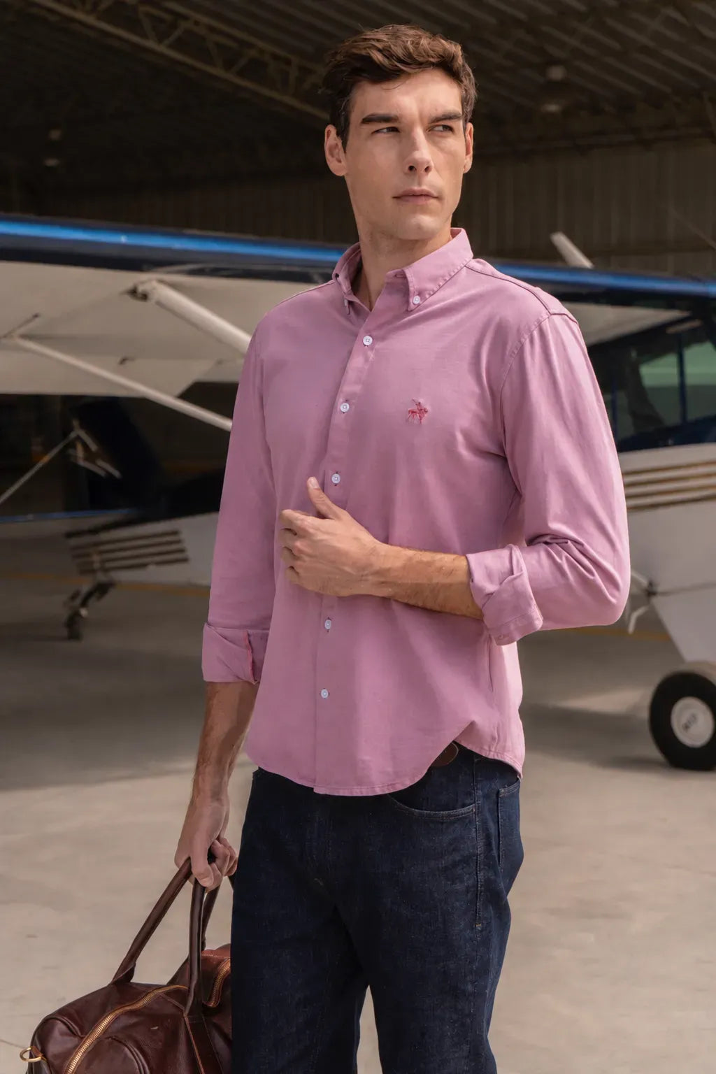 Camisa Micro Pique Hombre Palo Rosa