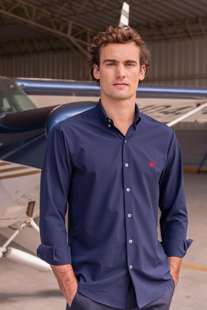 Camisa Motion Hombre Azul Oscuro