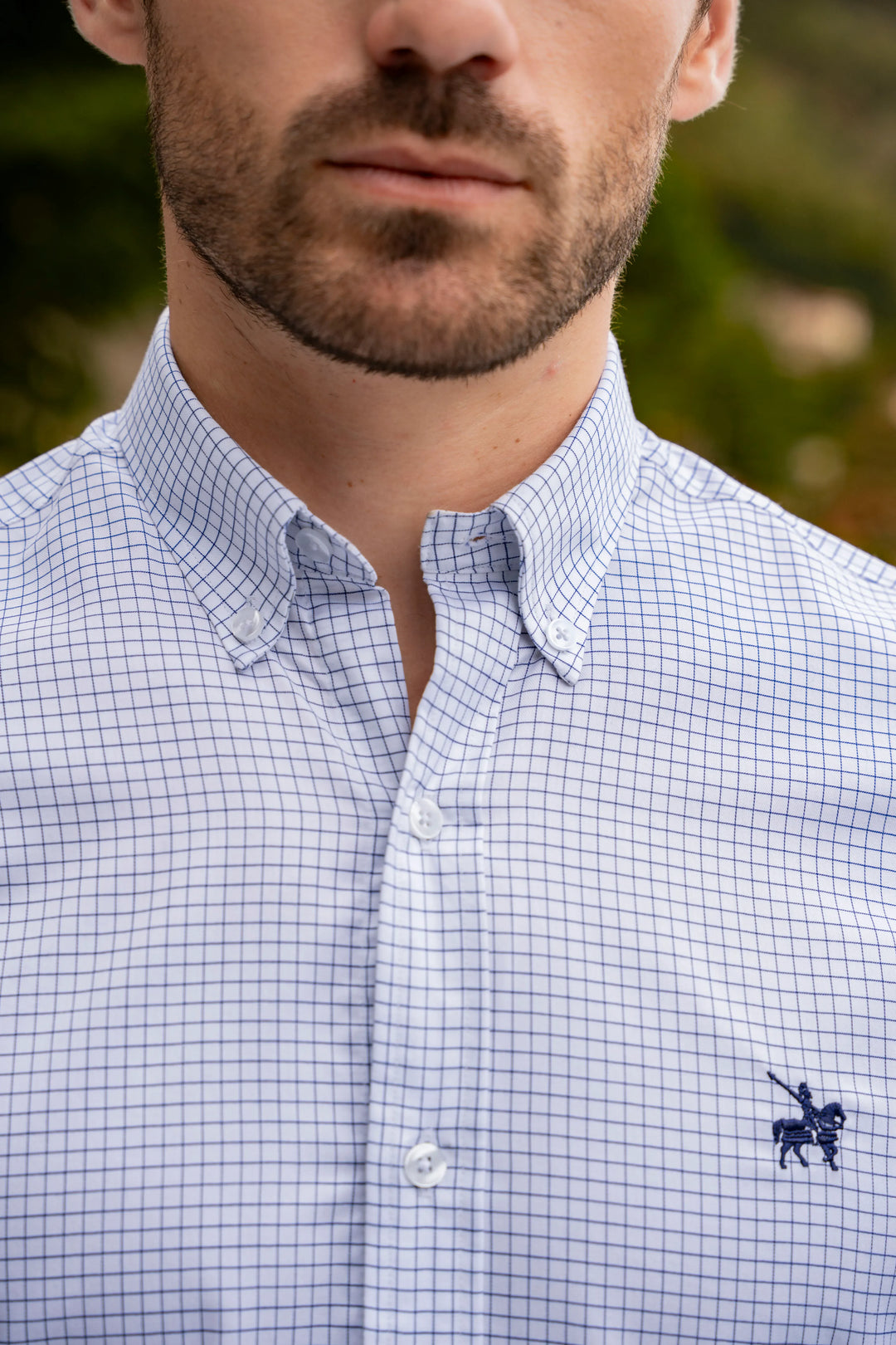 Camisa No Iron Hombre Cuadros Azul Oscuro