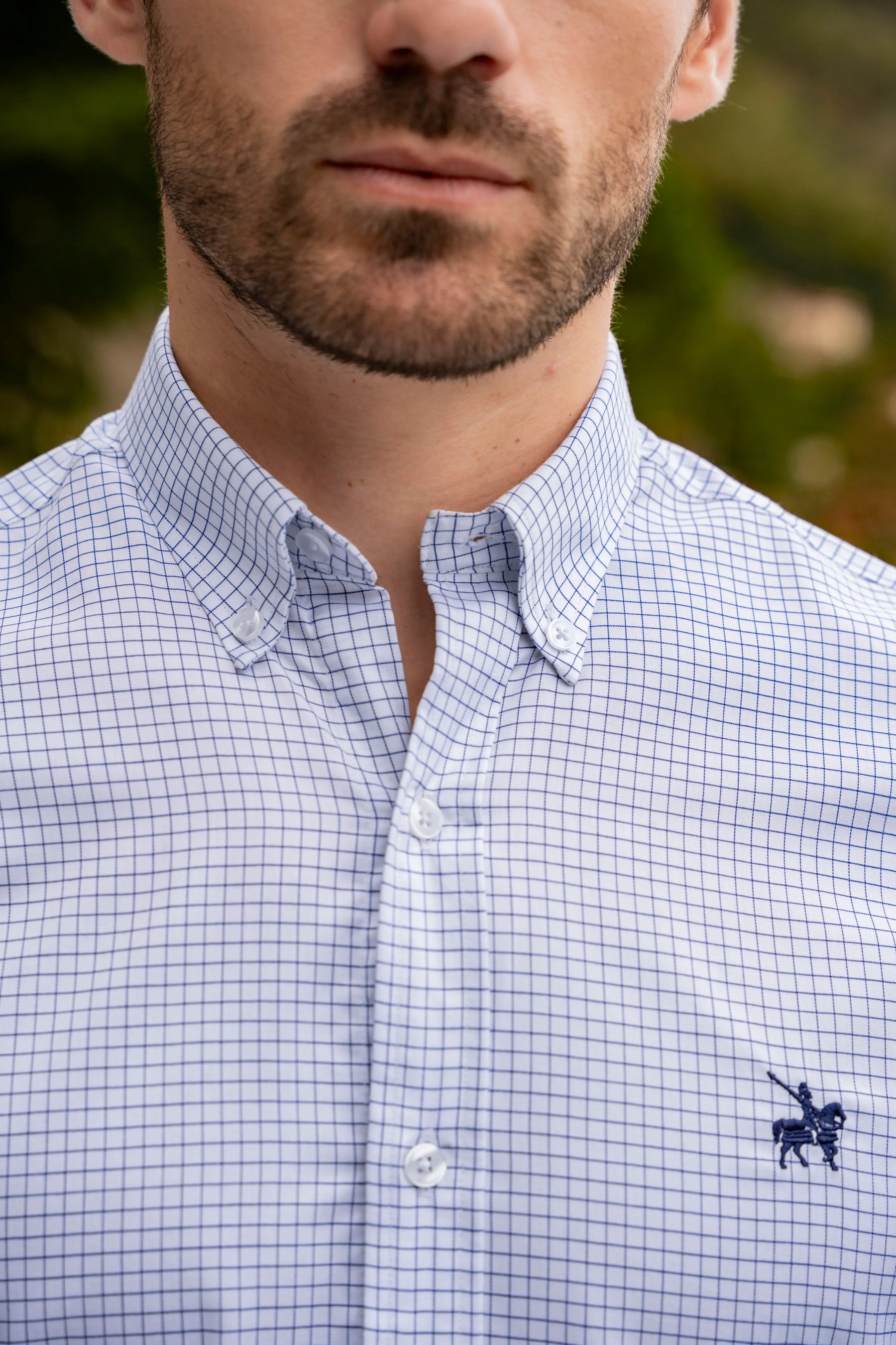 Camisa No Iron Hombre Cuadros Azul Oscuro