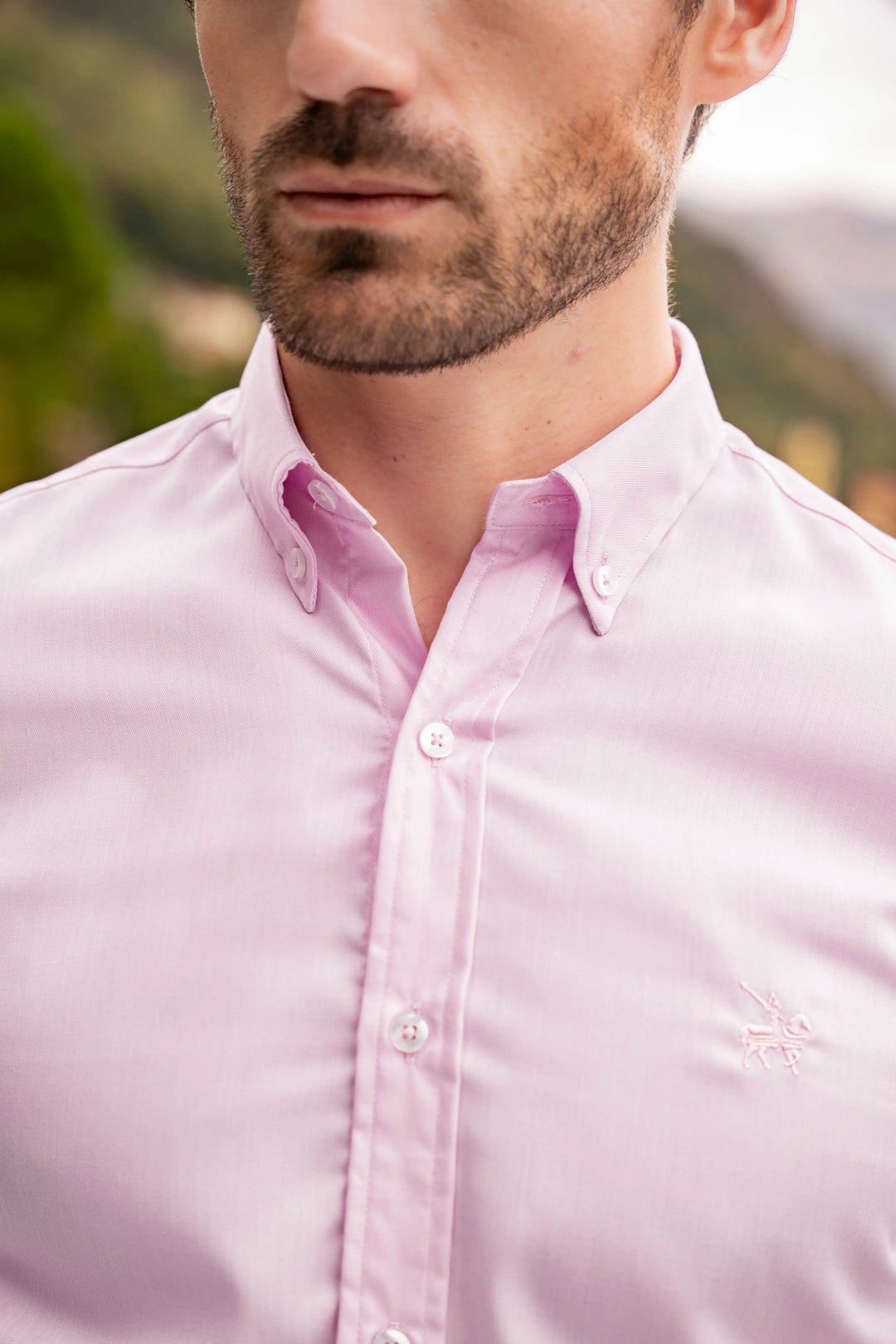 Camisa No Iron Hombre Rosada