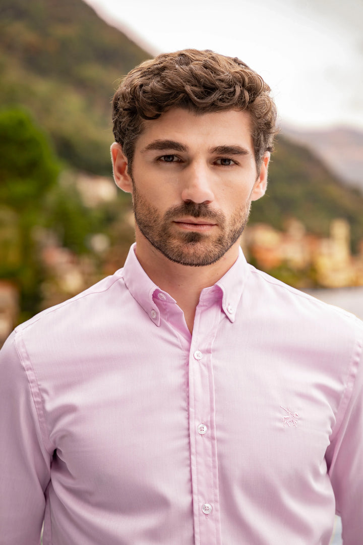 Camisa No Iron Hombre Rosada