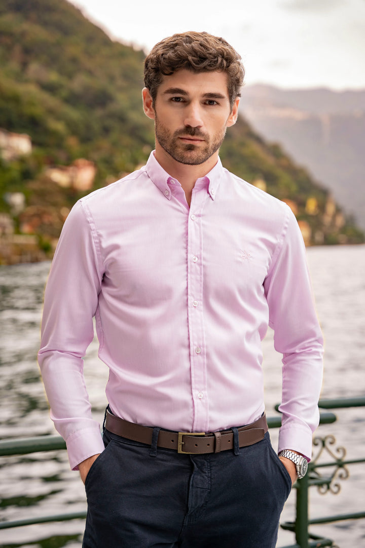 Camisa No Iron Hombre Rosada