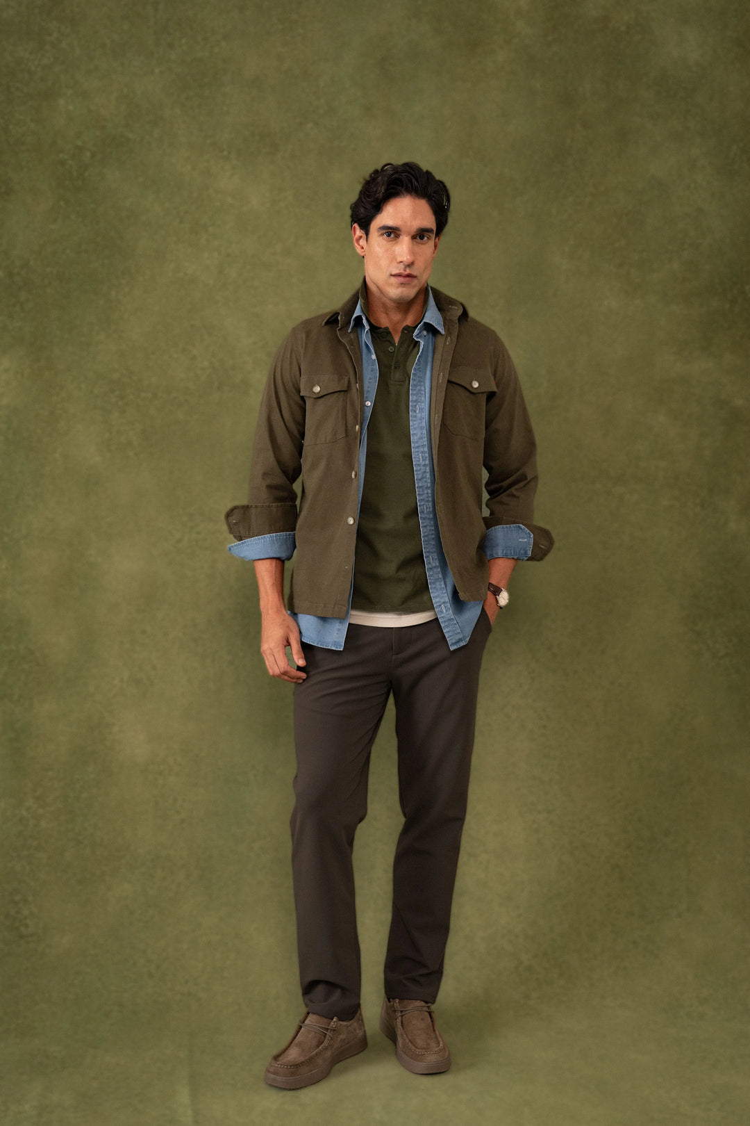 Camisa Origen Hombre Verde Militar