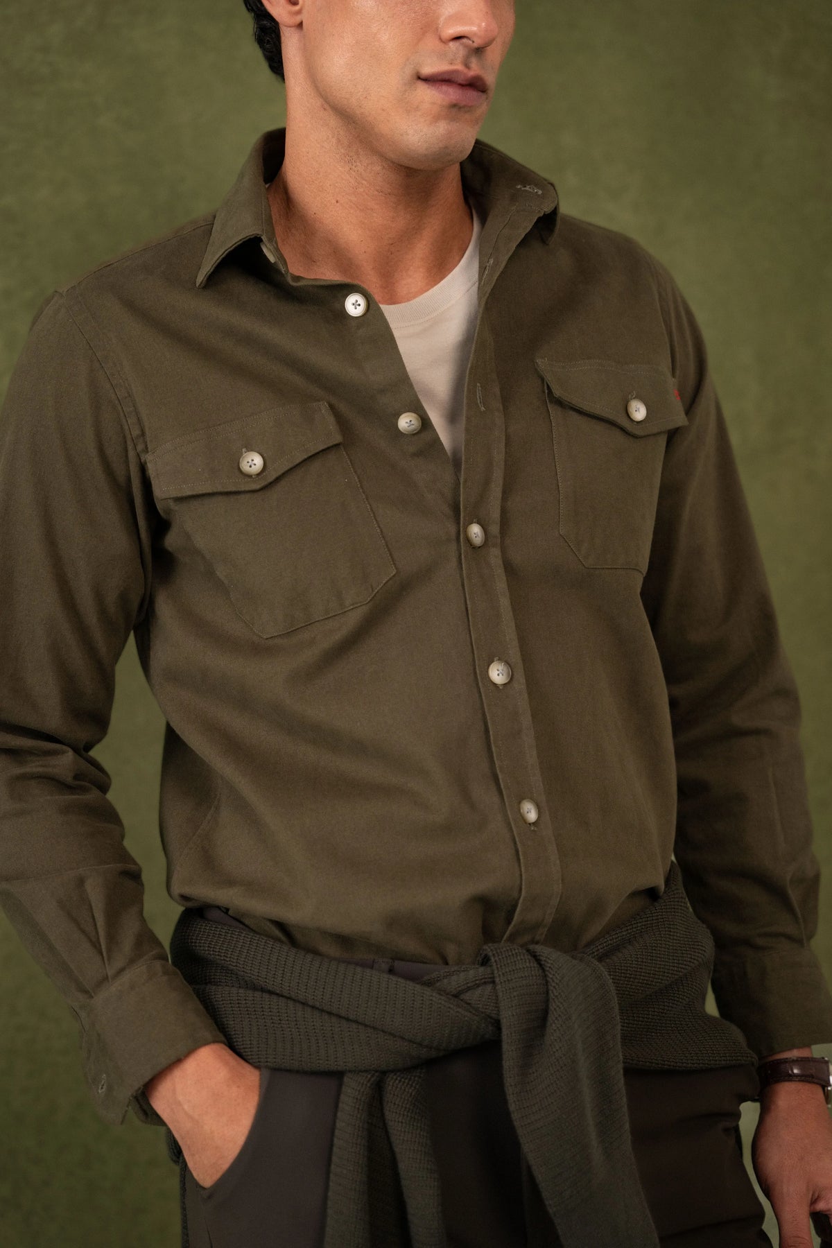 Camisa Origen Hombre Verde Militar