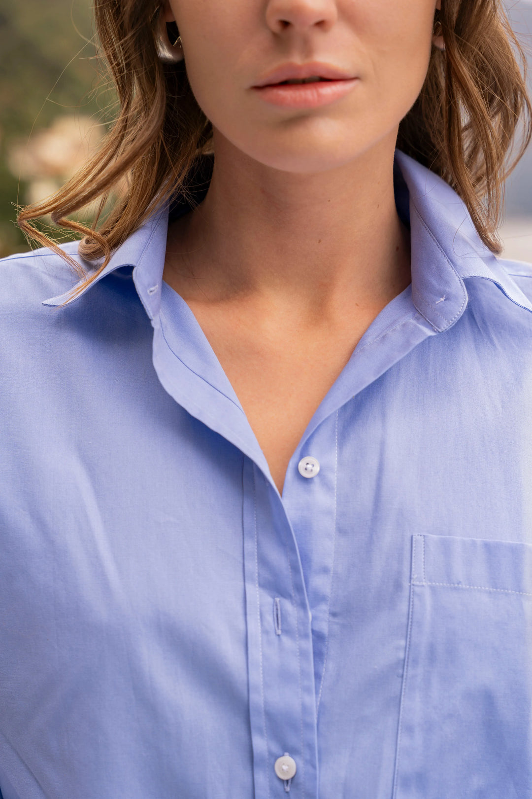 Camisa Oversized Pocket Mujer Azul Claro