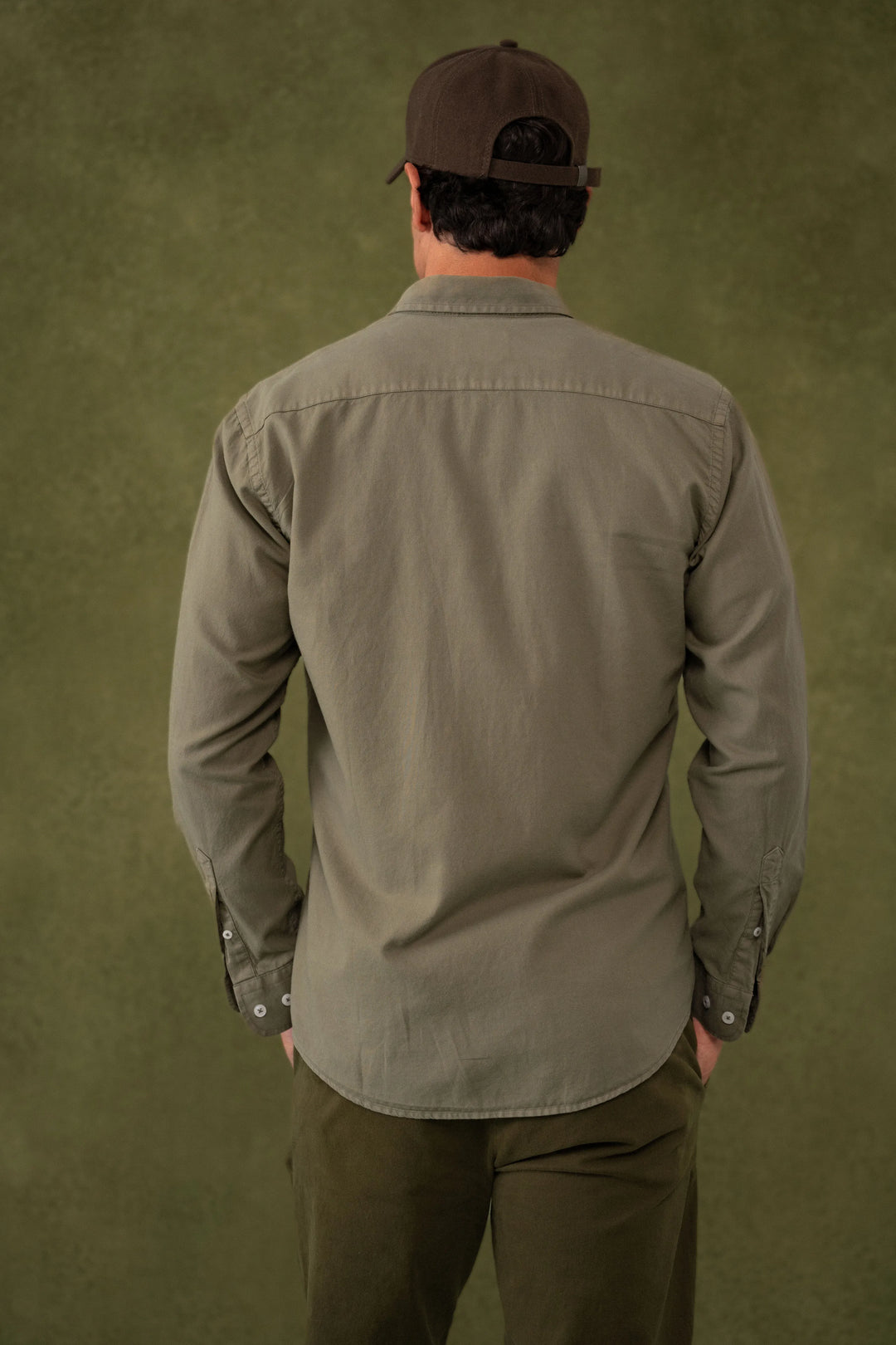 Camisa Oxford Hombre Verde Oliva