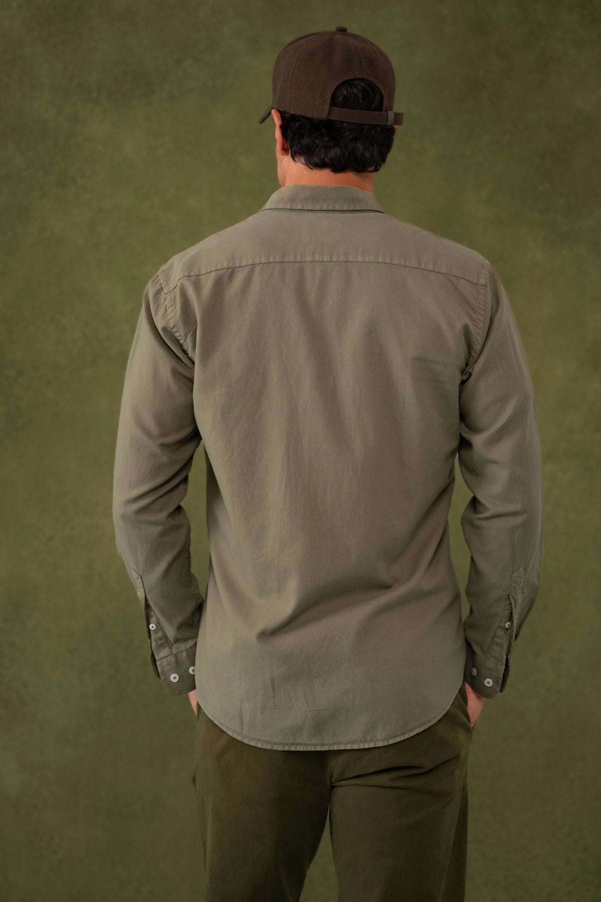 Camisa Oxford Hombre Verde Oliva