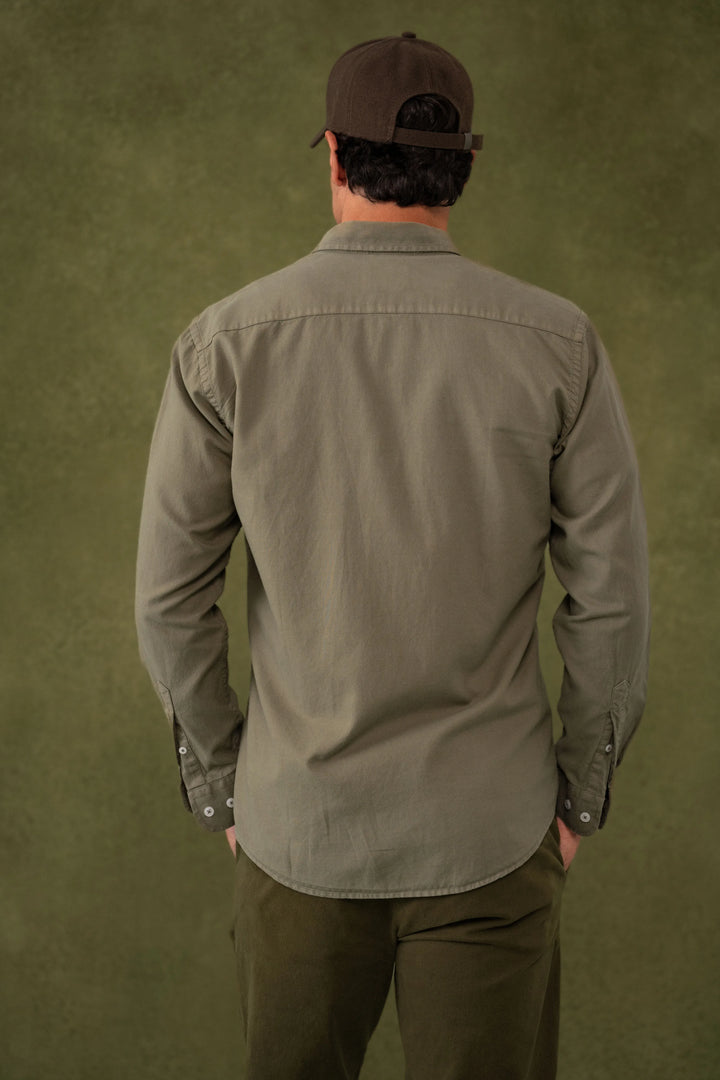 Camisa Oxford Hombre Verde Oliva