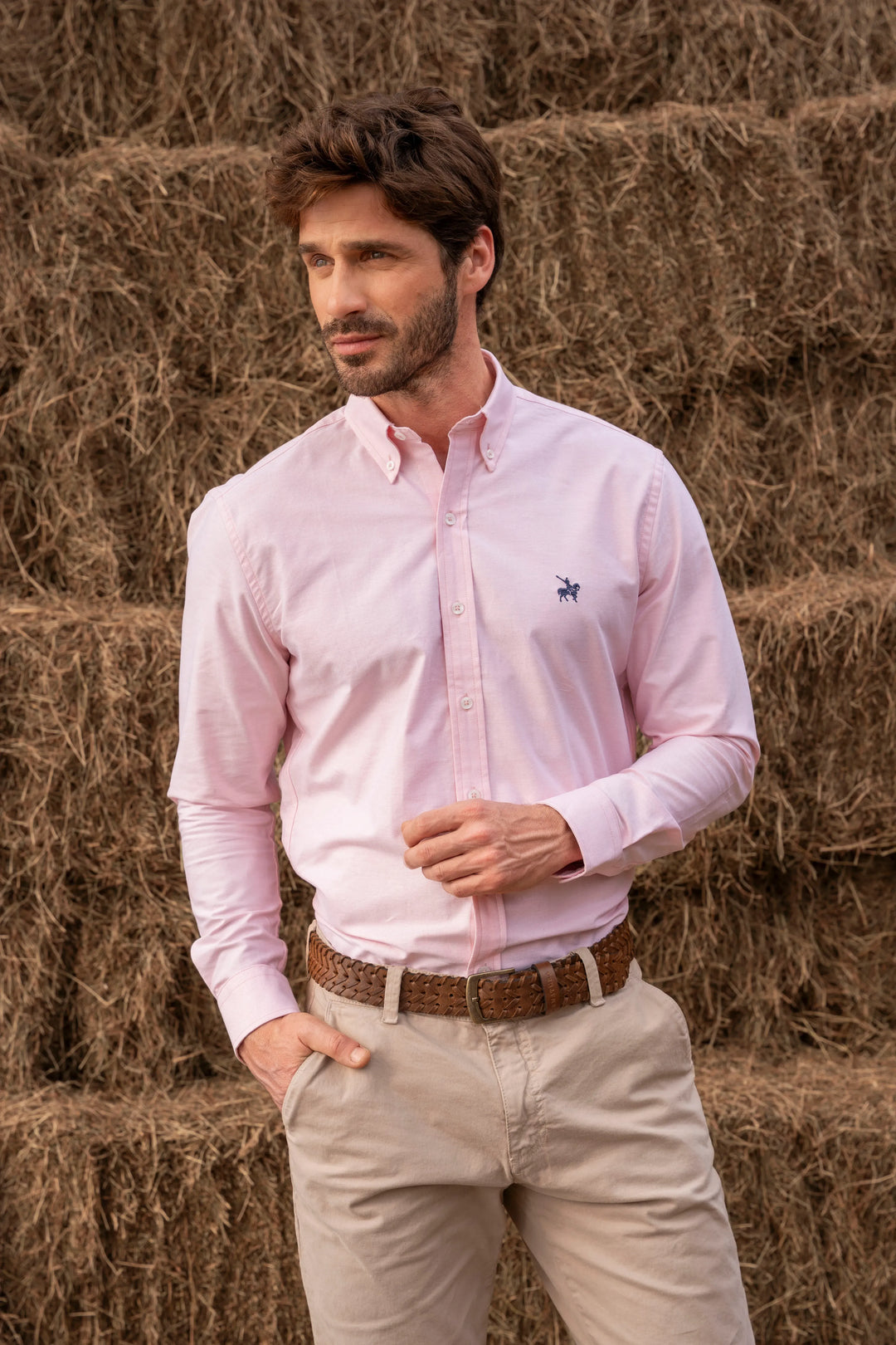 Camisa Oxford Pima Hombre Rosada