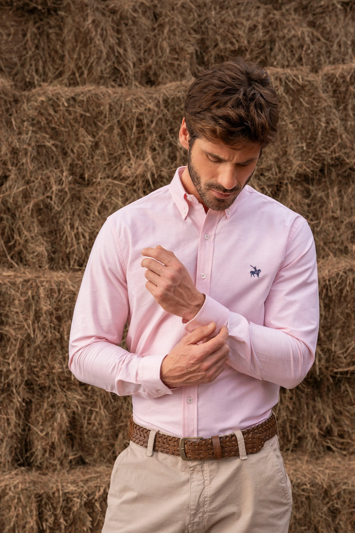 Camisa Oxford Pima Hombre Rosada