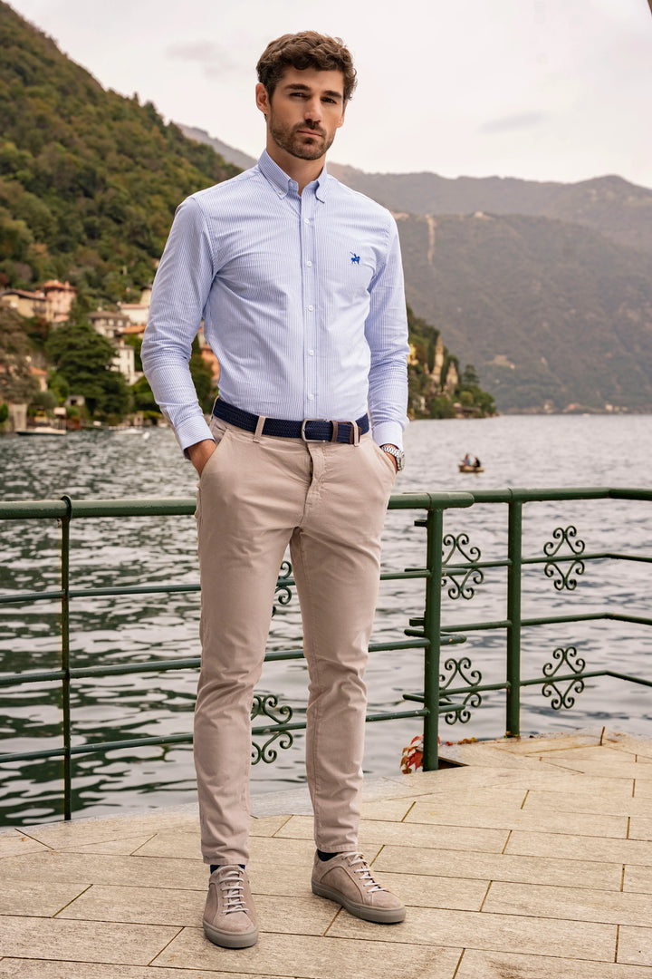 Camisa Oxford Rayas Torino Hombre Azul Claro