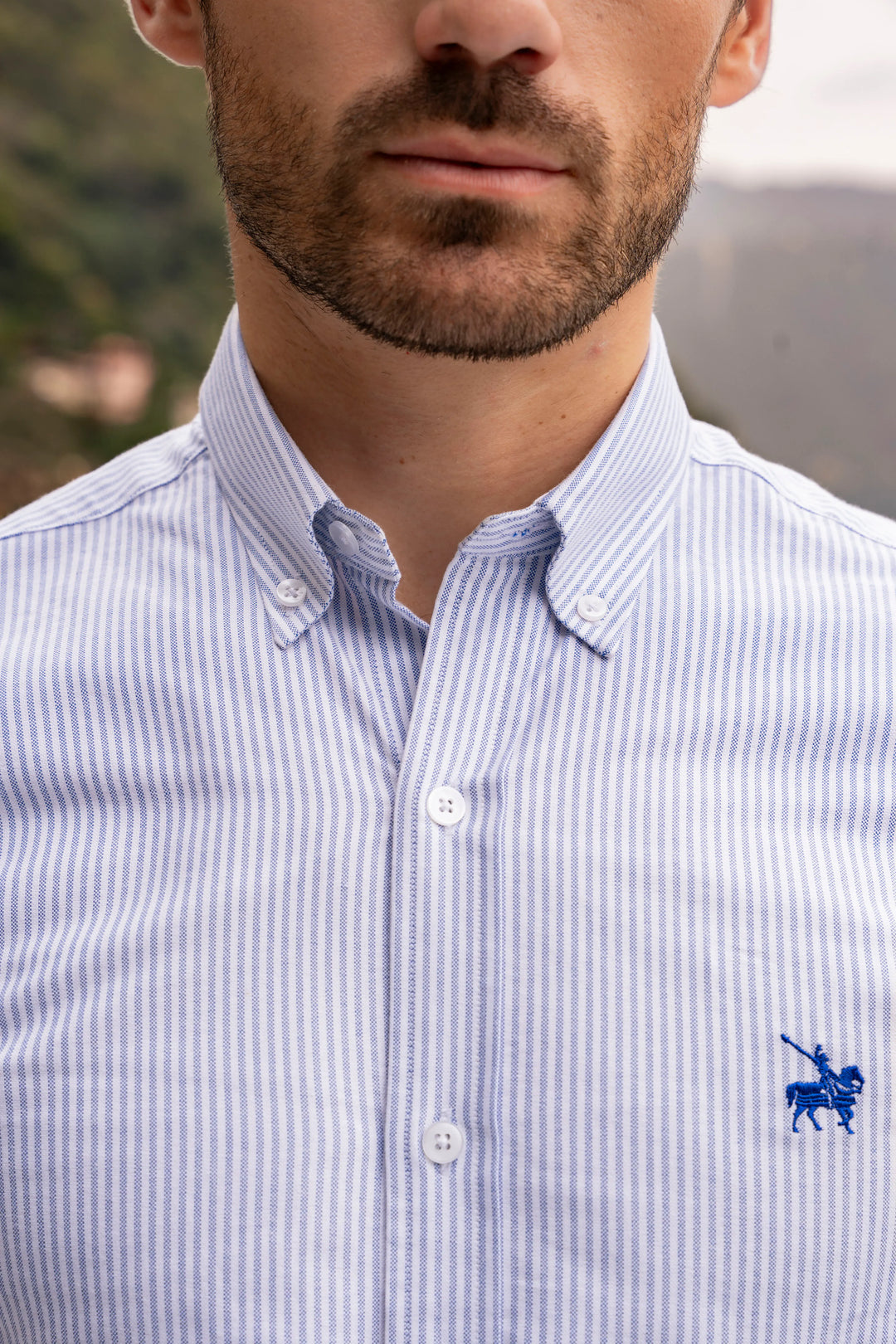 Camisa Oxford Rayas Torino Hombre Azul Claro
