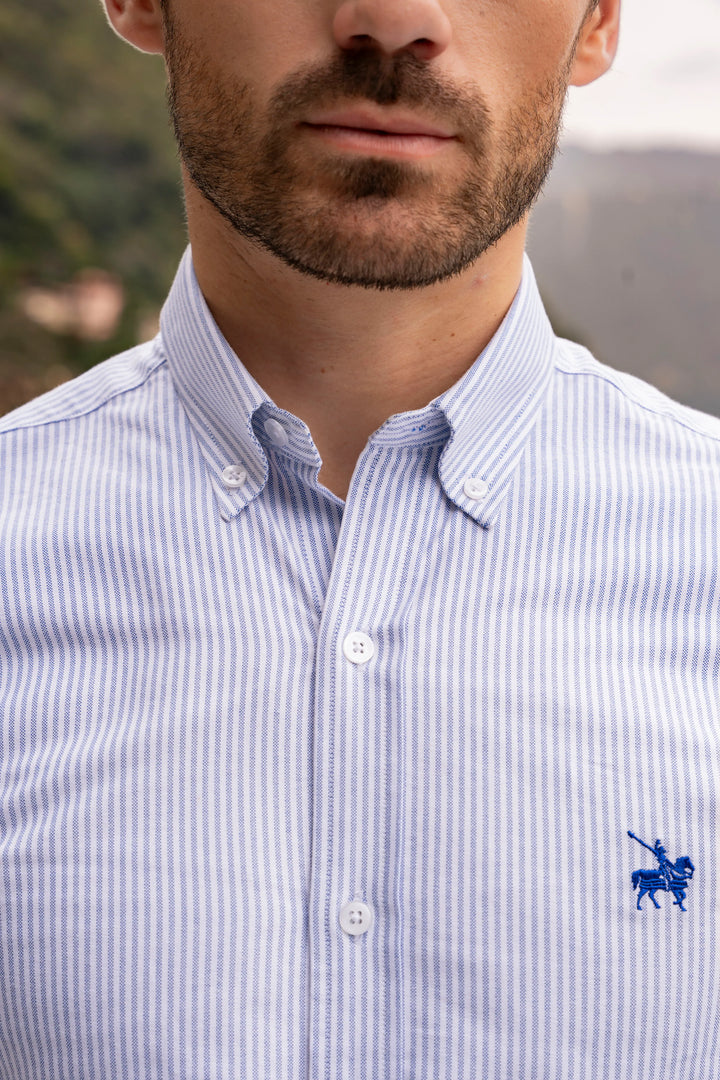 Camisa Oxford Rayas Torino Hombre Azul Claro