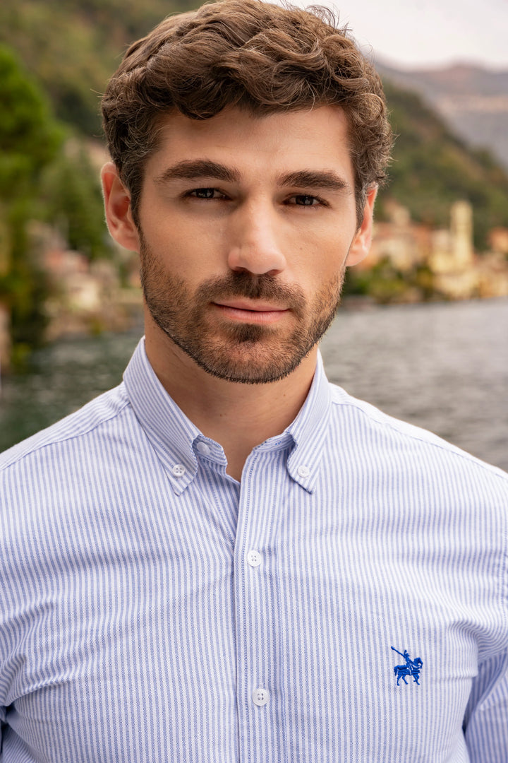 Camisa Oxford Rayas Torino Hombre Azul Claro