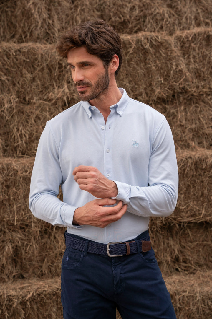 Camisa Pique Atenas Hombre Azul Claro
