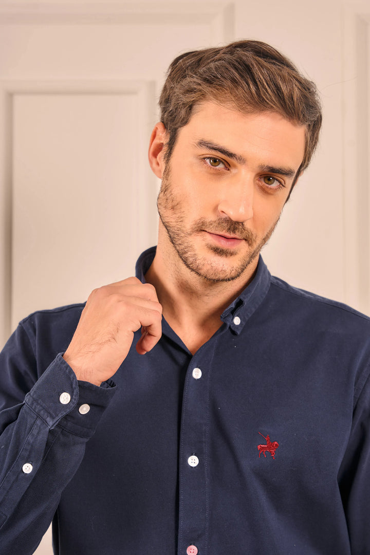 Camisa Pique Atenas Hombre Azul Oscuro