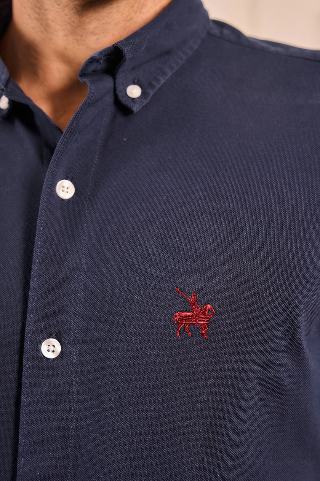 Camisa Pique Atenas Hombre Azul Oscuro