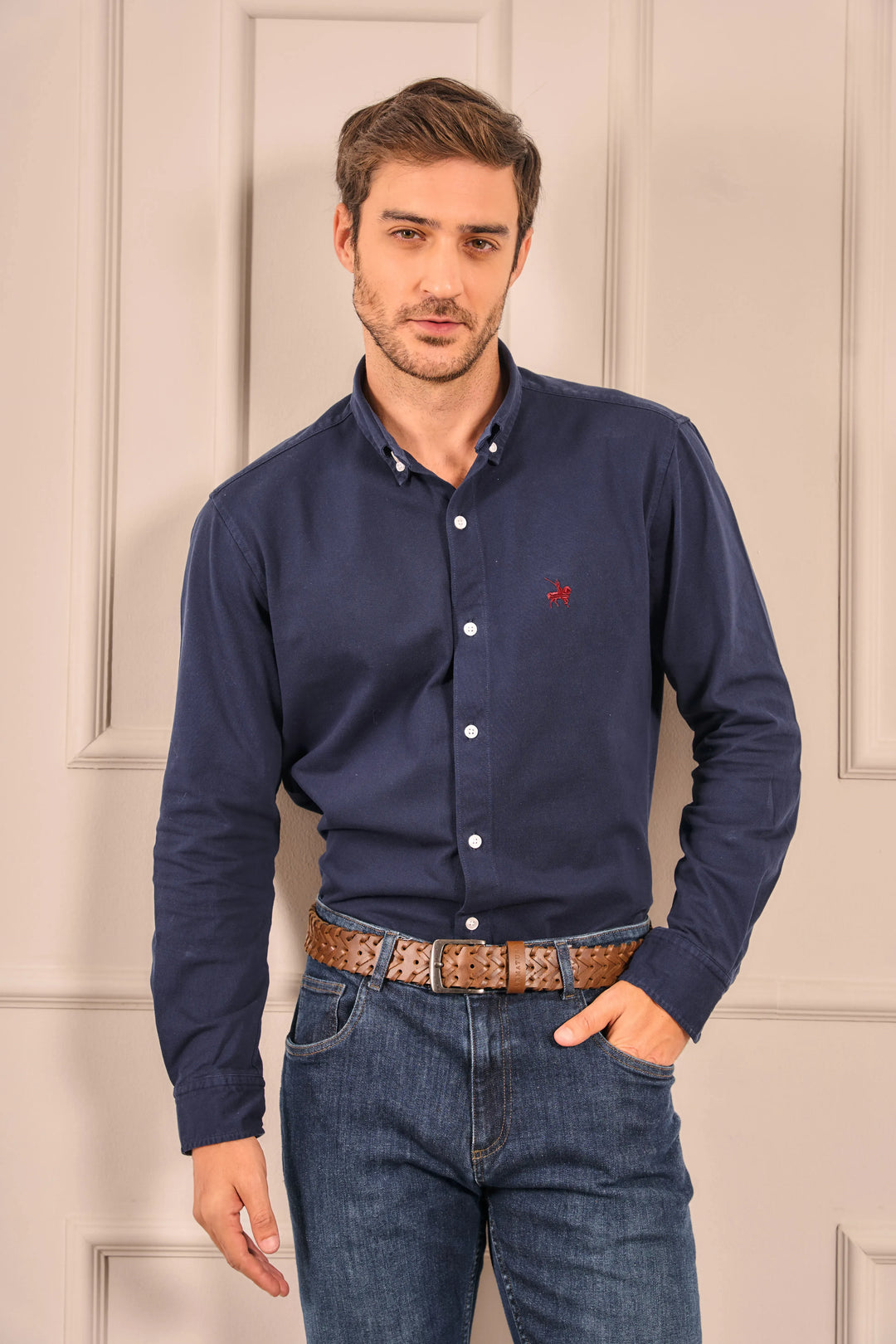 Camisa Pique Atenas Hombre Azul Oscuro