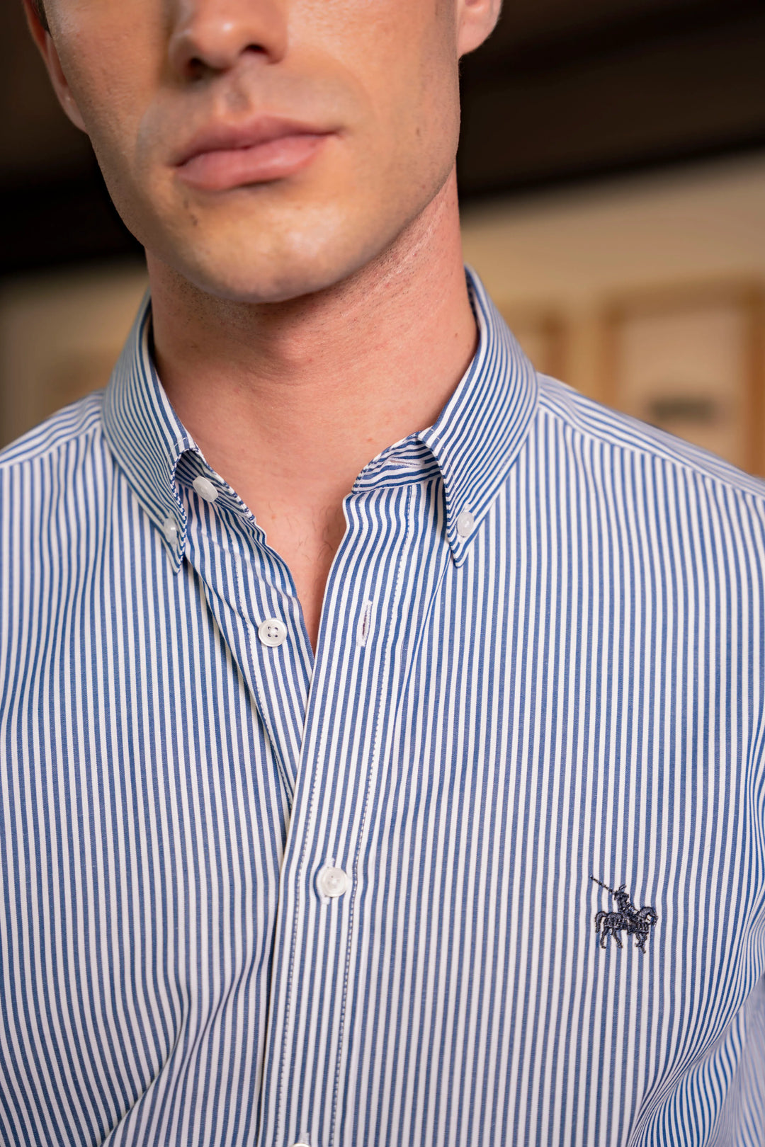 Camisa Rayas Hombre Paris Azul Oscuro